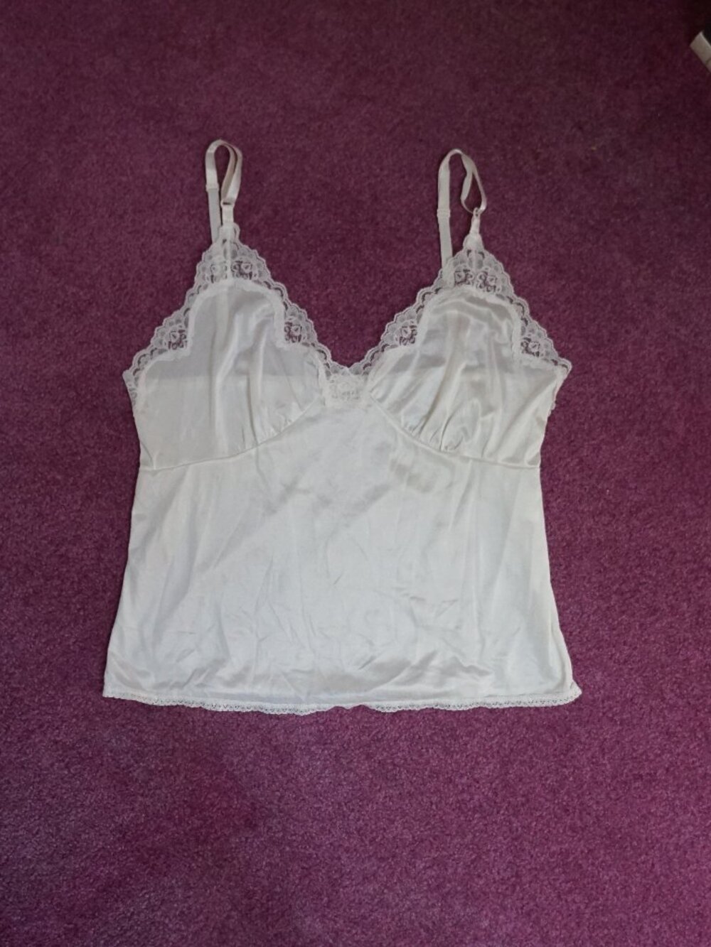 Vintage Bali white lace slip cami top  Size M